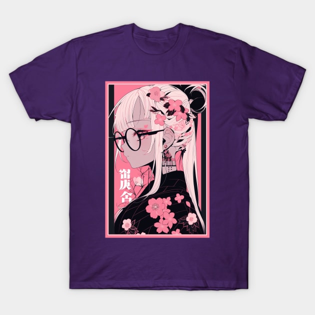 Aesthetic Anime Girl Pink Rosa Black | Quality Aesthetic Anime Design | Premium Chibi Manga Anime Art T-Shirt by AlNoah